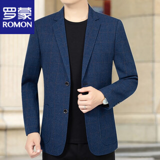 罗蒙（ROMON）2025春秋新品男士休闲西服修身韩版蓝色正装中年免烫小西装外套男 蓝色(3191款) XL 180