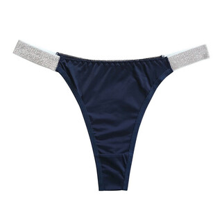 Renduo unisex thong ultra-thin tight low-waist fitness temptation ice silk sports solid color girl seamless quick-drying royal blue m