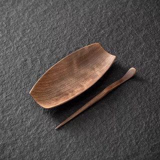 Wen yijia solid wood tea set two-piece ebony tea appreciation tea ceremony accessories walnut rosewood tea spoon tea shovel walnut - rafting tea two-piece set