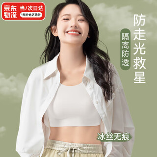 Tanbeiman tube top, chest-wrapped anti-exposure underwear, summer ice silk camisole, anti-seepage inner wear, chest-covering artifact, thin one-piece ice silk camisole, white, short style, l recommended weight (100-120jin jin is equal to 0.5 kg)