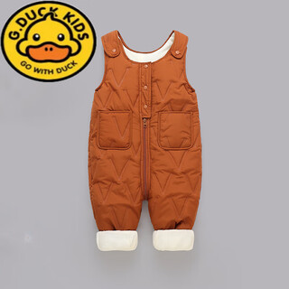 G.duckkids children's overalls for boys and girls in autumn and winter all-in-one velvet cotton pants for babies with open stalls for children and infants thickened outer pants coffee color plus velvet and thickened 100 yards (recommended for two and a half to three and a half years old)