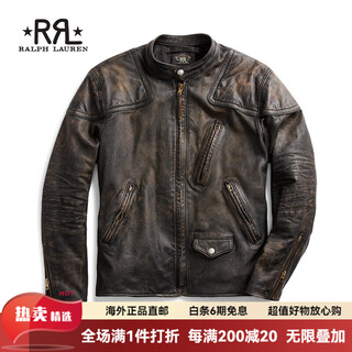 Ralph lauren men's classic slim fit leather motorcycle jacket rl90195 001-picture color xs