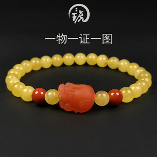 Amber style, one thing, one picture, one certificate, beeswax bracelet, women's model, natural amber bracelet, with southern red agate, no cracks, bracelet 6.25g, bead diameter 6mm