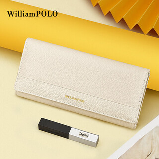 Williampolo wallet women's long 2025 new genuine leather clutch large capacity multi-card slot card bag chinese valentine's day gift white gift box packaging