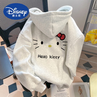 迪士尼（Disney）童装女童卡通凯蒂猫印花连帽卫衣中大儿童初中生秋冬季超好看上衣 白灰色卫衣【春秋常规款】 160 cm
