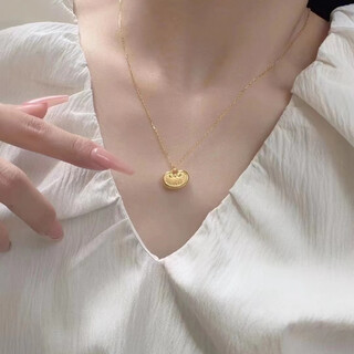 Chili pure gold ruyi small lock bag necklace pure gold 999 cute xiangyun small gold lock gold set chain ancient ingot pendant small lock bag set chain