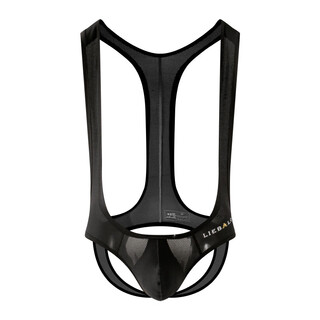 Secret night travel cross-border men's sexy underwear ice mesh pouch thong hollow breathable sexy double penis black m