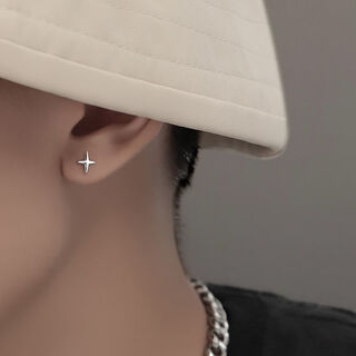 Ye yu cross star earrings for men, simple and versatile accessories for women, designed, temperamental, fashionable and personalized trendy jewelry (cross star earrings) pair, exquisite gift box