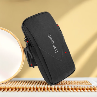 Complete running cell phone arm bag, waterproof, thin and multifunctional mobile phone bag, outdoor fitness equipment, sports arm bag, black