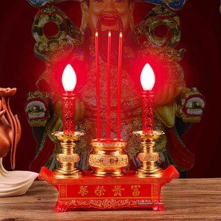Led battery type electronic incense burner, plug-in dual-use type, altar for buddha, ever-lasting lamp, home offering candle, smokeless type, 32*25.3cm plug-in - dafugui led pull tail type -