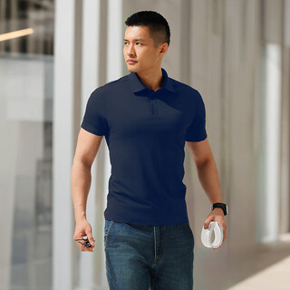 Longya 2 pieces or more - 100 yinxia coolmax short-sleeved polo shirt for summer outer wear commuting business casual lapel versatile abyss blue m (175/96a 140-155jin jin equals 0.5 kg)