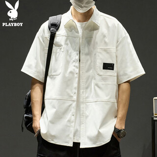 Playboy (playboy) shirt men's short-sleeved summer casual shirt men's work jacket men's cool tops trendy half-sleeve