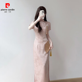 Pierre cardin (pierre cardin) high-end cheongsam pink summer young style new chinese girly style daily elegant chinese style dress spring cheongsam pink does not include accessories m