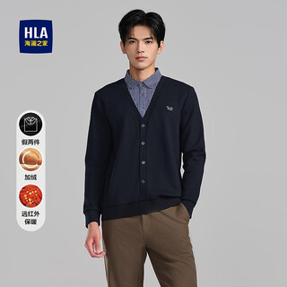 Hla heilan long-sleeved sweater for men solid color plus velvet warm fake two-piece sweater for men hntvd4w087a navy 87 m 170/88a recommended 125~136jin jin equals 0.5 kg