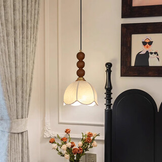 Medieval style bedside entrance small chandelier lamp bedroom restaurant a pair of french retro 2025 bar zhongshan lamps walnut color three colors high appearance