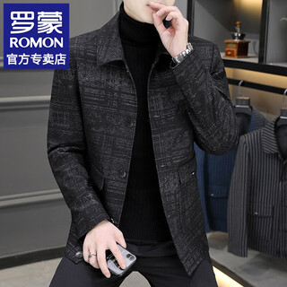 Luo meng casual jacket men's spring and autumn versatile woolen business coat fashion commuting versatile lapel suit jacket black 2xl push 145-160jin jin is equal to about 0.5 kg
