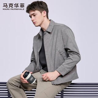 Mark huafei windproof and anti-wrinkle motorcycle lapel jacket men's 2025 autumn new workwear street jacket trendy 1554 gray 003 l 175