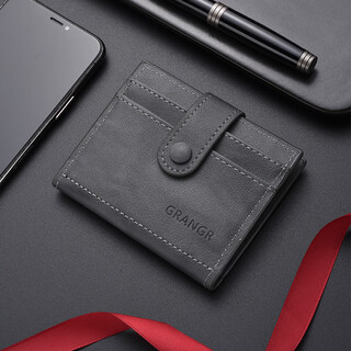 Tenggexiang card holder id bag ultra-thin card holder multiple card slots versatile soft leather compact portable ink thin card holder id bag gray blue