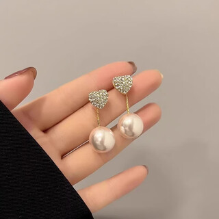 Dl 1998 fat donglai same style real pearl earrings women's earrings light luxury design earrings white pearl earrings