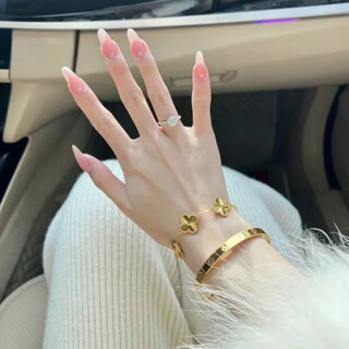 Mhfdo old phoenix gold color auspicious bracelet for women, imitation gold, silver, ancient method, solid engraving, good luck bracelet for girls, four-leaf clover bracelet + bracelet, circle message