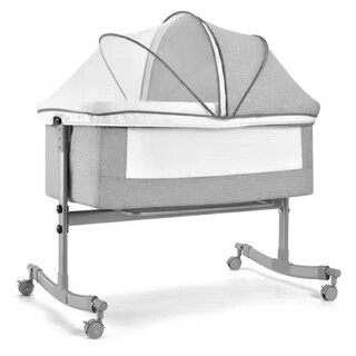 Portable removable stroller crib with roller baby bed spliced large bedside lift children's bed pink