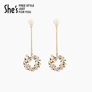 Akiko shes akiko gardenia fresh contrasting color handmade oil-dropped flower long earrings light luxury earrings cream white h0