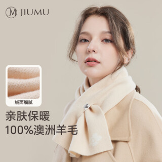 Jiumu pure wool interspersed small scarf for women in autumn and winter women's warm neck scarf for girls in winter lightweight neck protection short scarf