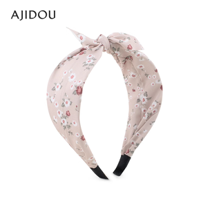 Ajidou offline mall same style headband birthday gift sweet pastoral style wide headband for girlfriend and wife apricot color