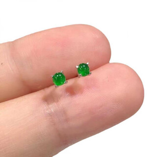 Fat donglai quality jade min 925 silver-plated earrings with four prongs, fashionable green zirconia a173 (low price flash sale)