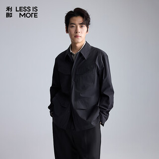 Lilang light fashion men's clothing slightly wrinkled texture windbreaker men's stretch anti-wrinkle easy-care multi-pocket workwear commuting jacket black (1h) 2xl (180)
