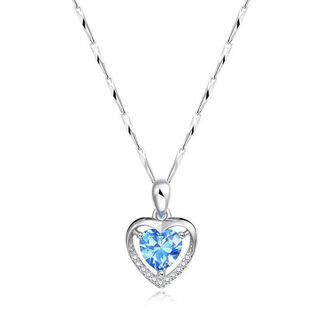 Heart of the ocean pt950 platinum necklace for women 2025 new 18k-clavicle chain pendant as a gift for girlfriend and wife blue with melon seed chain 45cm light luxury style