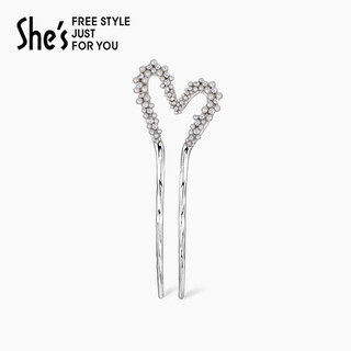 Qianzi shes qianzi babier's dazzling hand-woven crafts pearl u-shaped hairpin new chinese love hairpin silver gray m0