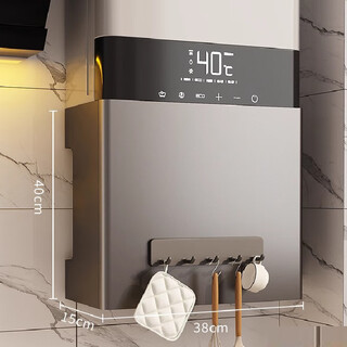 Lemuwei gas water heater shielding cover under the natural gas pipeline to hide the ugly artifact wall-mounted furnace decoration punch-free storage rack width 38 height 40 depth 15 arc gun gray no hole + storage package
