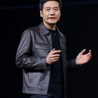 Golden fox high quality lei jun's same style ceo leather jacket men's jacket spring and autumn simulated leather business lapel motorcycle leather black lei jun l (165)