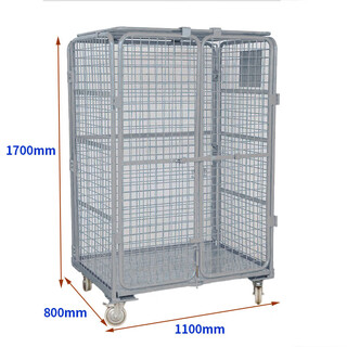 Renjuyi double-door mobile folding logistics trolley, encrypted and topped mobile storage cage, supermarket sorting truck, warehouse truck, thickened gray 1100*800*1700 double door