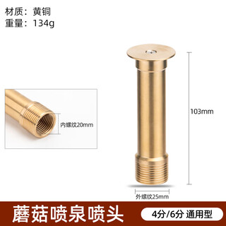 Jingyi jingrun all-copper mushroom fountain nozzle hemispheric landscape spring nozzle fish pond stainless steel small rockery 4 points inner wire 6 minutes outer wire copper mushroom nozzle
