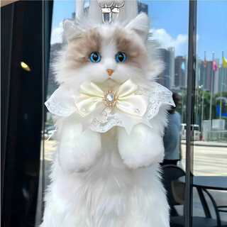 Yunya simulation ragdoll cat backpack doll cat doll plush doll small school bag pillow toy birthday chinese valentine's day gift ragdoll cat doll backpack (pearl scarf) gift bag + washing set upon order