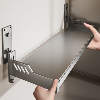 Aiwu special+ kitchen microwave rack wall-mounted multi-function condiment storage rack punch-free rice cooker oven rack gun gray 35*50cm extra thick model