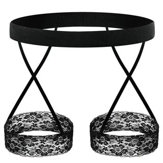 Renduo men's men's low waist underwear lace garter thong sexy hollow transparent open crotch free temptation black g402 one size