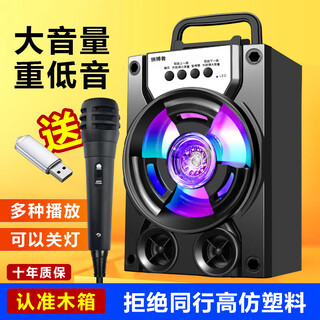 拼搏者 便携蓝牙音箱低音炮大音量户外小型广场舞音响迷你手提家用带麦克风手机微信收款语音播报器 升级版【送话筒+送U盘】