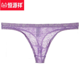 Hengyuanxiang sexy lace transparent t-pants men's low-waist seamless men's underwear mesh comfortable breathable youth t-pants purple xl
