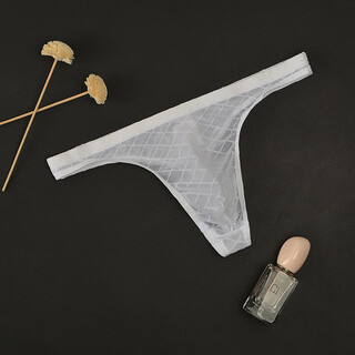 Underwear men's t-pants low waist ultra-thin mesh transparent t-pants sexy soft breathable thin u-protrusion bag youth white m (2ft-2ft2)