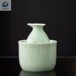 Olevo longquan celadon ceramic wine set wine warmer candle candle wine dispenser white wine cup rice wine sake scalding wine 2025 longquan celadon wine warmer + wine basin