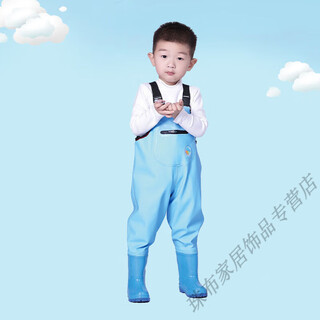 Rsrddy waders, children's breathable water play one-piece waders, kindergarten waterproof clothes, children's rain boots for men and women, blue fish zipper pocket - children's overalls, one size fits all 1 piece 24, shoe inner length 15cm