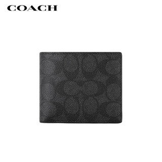 Coach men's short folding wallet card holder gray black color matching cy394