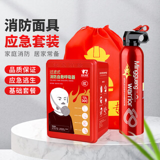 Fire gas mask, anti-smoke fire escape mask, family hotel emergency kit, hotel school filtering self-rescuing respirator tzl30 single noble emergency kit (basic kit)