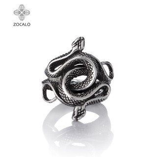 Zocalo double snake intertwined ring men's 925 silver handmade women's personality trend no. 23