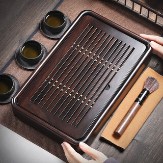 Tao fuqi household ebony solid wood tea tray simple office drainage water storage small tea table water cup tray chinese style ebony small water tea tray