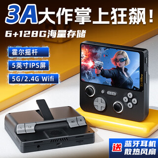 利威朗2025新款E5ultra掌机PSP大型掌上安卓游戏机gba双人手柄复古摇杆街机PS成人儿童家用便携连接电视 【单掌机】天镜白|6+128G运存|256G游戏卡
