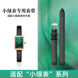 Wanchen watch with small green watch genuine leather female original model suitable for roller rose small square bracelet accessories black 10mm